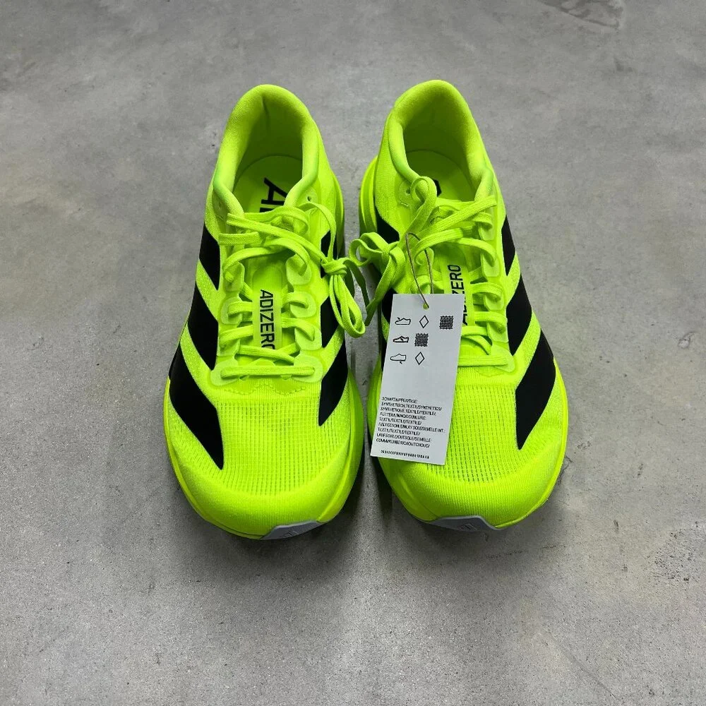 Adidas Men's Adizero EVO SL Running Shoe Lucid Lemon Core Black JR3416 - New - Picture 4 of 6